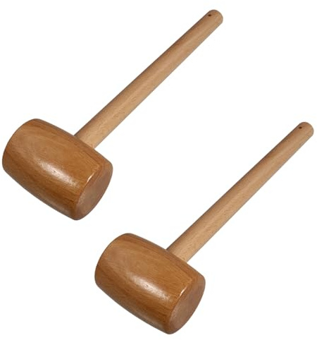 FOMIYES 2pcs Beechwood Seafood Crab Cracking Hammer Set, Wooden Lobster Mallets for Shellfish Cooking, Sturdy Kitchen Tool for Home Chefs