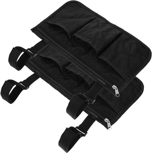 JHKNNK Set 2 Pezzi Borsa per Laterale Oxford Nero Due, Borsa Porta Oggetti Resistente Compatibile con Sedie a Rotelle Elettriche e Uso Outdoor