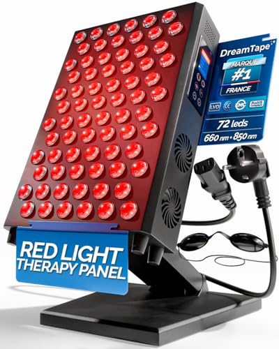DreamTape® Panel Luz Roja Infrarroja 660nm 850nm - Terapia de Luz LED Profesional con 72 LEDs - Red Light Therapy Panel para Recuperación Muscular, Piel y Bienestar - Lámpara Fotobiomodulación