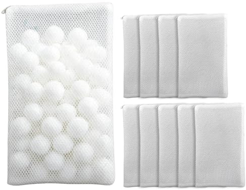 Sacchetti filtranti per piscina, 10 palle filtranti, sacchetti a rete a maglia fine con chiusura lampo, sacchetti a rete per supporti filtranti, per anelli in ceramica, carbone attivo, acquario