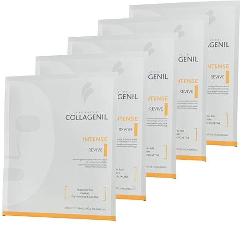 COLLAGENIL Intense Revive Global Recovery Mask, 5 ansiktsmasker av Lyocell med hyaluronsyra och peptider, fukt och strålning, 5 x 18 ml
