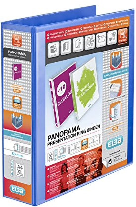 Elba Präsentations-Ringbuch Panorama, Format A4+, Kapazität 70 mm, 4-D-Ring-Mechanik, Blau