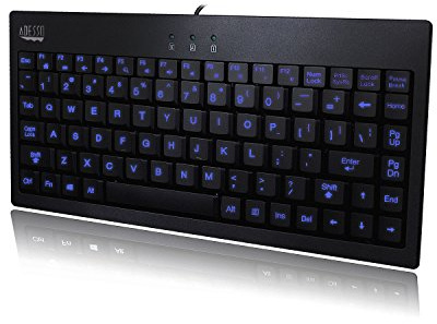 ADESSO AKB-110EB - SlimTouch 110 3-Color Illuminated Mini Keyboard, 12 inches, Black