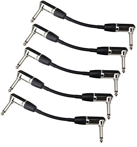5er Set Pronomic Stage INST-A-015 Klinkenkabel (6,3 mm Winkelstecker, Patchkabel, Steckverbindung für Effektgeräte, Länge 0,15 m) Schwarz