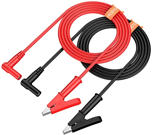 Proster Multimeter Test Leads 2PCS 4mm Banana Plug to Alligator Clip | CAT III 1000V/CAT IV 600V Multimeter Leads with Crocodile Clips. 15A 1000V, 1m/3.3ft for Electrical Testing