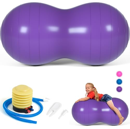 DASKING Erdnuss Gymnastikball Kinder, 90x45cm Anti-Burst Peanut Yoga Ball Mit Luftpumpe, Gym-QualitäT Fitness Erdnussball FüR Geburt Autismus Physio Therapie Sensorisch Hund Kinder Physioball