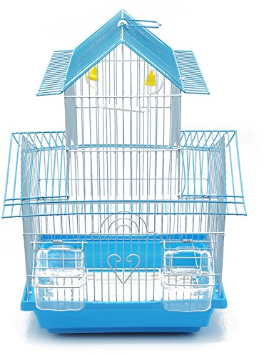 BPS Vogelkäfig aus Metall mit Futternapf, Tränke, Schaukel, 2 Größen M/L, Farbe zufällig (M: 30 x 23 x 47 cm) BPS-1207