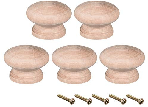 sourcing map 5Stk Runde Holzknöpfe Holz Sprühfarbe Küche Kabinett Möbel Zuggriffe M4 Innengewinde für Kleiderschrank Kleiderschublade 45mm Dmr