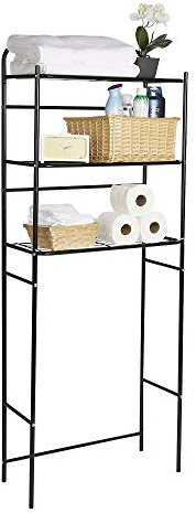 Mind Reader 3TOILR-BLK 3-stöckiges Badezimmer-Regal, platzsparend, über dem Toilettenregal, Schwarz, Metall