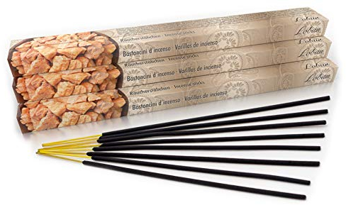 Premium Räucherstäbchen Loban/Weihrauch: natürlich traditionell aus Indien in fairer Herstellung. Großpackung mit 10 Boxen = 80 Stück je 45min. Mit echtem Olibanum Harz