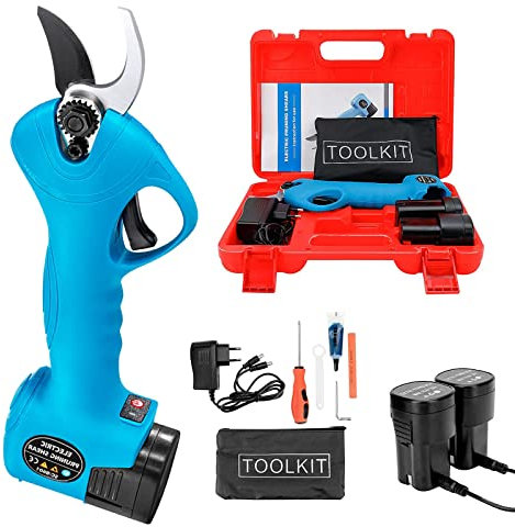 Bostar Tijera de Podar Electricas Cortador Eléctrico de Ramas Inalámbrica Profesional 16.8V Fuerte Hoja de Acero Dentro de 25MM para árboles Jardín (Azul)