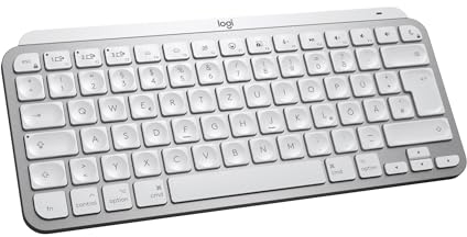 Logitech MX Keys Mini for Mac - Minimalistische kabellose Tastatur, kompakt, Bluetooth, Tasten Hintergrundbeleuchtung, USB-C, kompatibel mit MacBook Pro, Macbook Air, iMac, iPad, DEU QWERTZ, Pale Grey