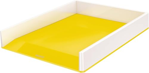 Leitz Briefkorb A4, Zweifarbiges Design, Weiß/Gelb, Duo Colour, WOW, 53611016