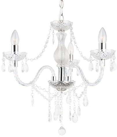 Tafunker 3 Light Chandelier, 5 Lamp Pendant, Chrome,Clear.Acrylic Bedroom Living Room Ceiling Light … (Chrome) (Clear)