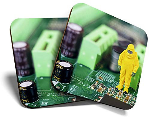 Great Coasters (Set of 2) Square/Glossy Quality Coasters/Tabletop Protection for Any Table Type - Funny Tech Engineer Geek Computer Joke #24291