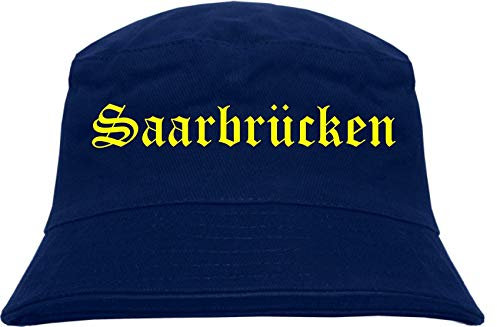 sostex Saarbrücken Fischerhut - Dunkelblau - Gelber Druck - Bucket Hat L/XL Dunkelblau