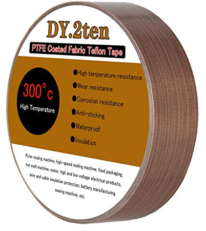 DY.2ten PTFE Coated Fiberglass Telfon Tape, 19mm x 10m, high Temperature Tape,Welding Sealing Tape,Drying Mechanical Conveyor Belt, Teflon Tape for Vacuum Sealer Machine