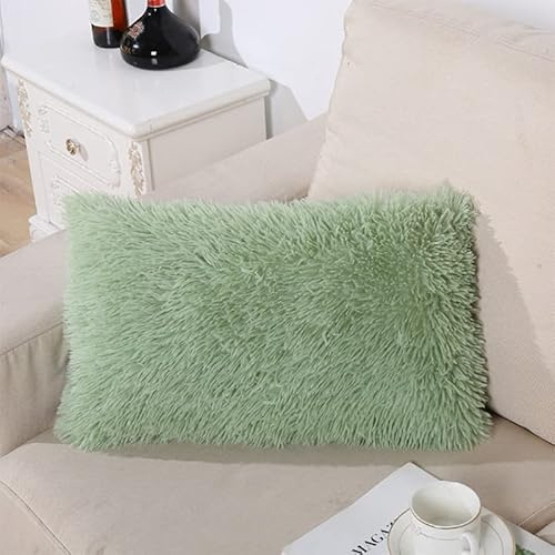 AdirHome 2er Set Kissenbezüge 50x70 cm Plüschkissen Kuschelig Couchkissen Superweich Kissen Flauschig Kissenbezug für Sofa Dekokissen Garten Outdoor Kissen (Green,50 * 70 cm)