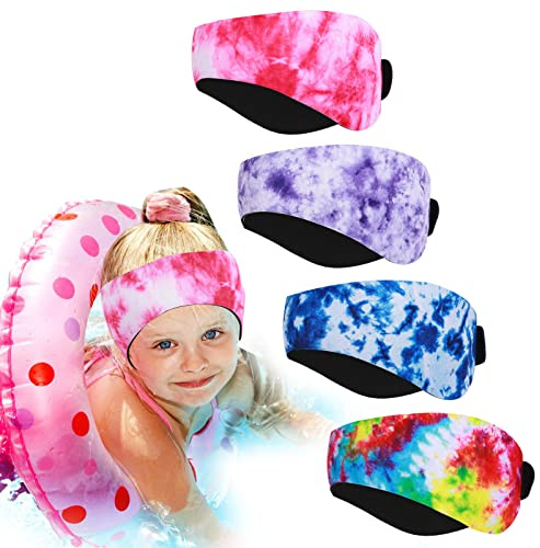 Fascia da Nuoto Bambini, 4 Fascia auricolare impermeabile Neoprene Fascia per capelli per nuoto Regolabile Protezione Orecchie Accessori per nuoto bambini dai 7 ai 15 Sport acquatici (Tinta unita)