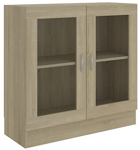 vidaXL Vitrinenschrank Sonoma-Eiche 82,5x30,5x80 cm Holzwerkstoff