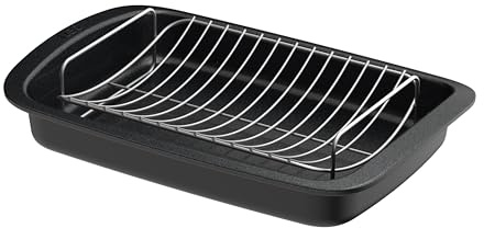 BergHOFF Leo Graphite Antihaft Bräter mit Rost 42x28cm - Auflaufform groß - Bräter rechteckig - Ofenform