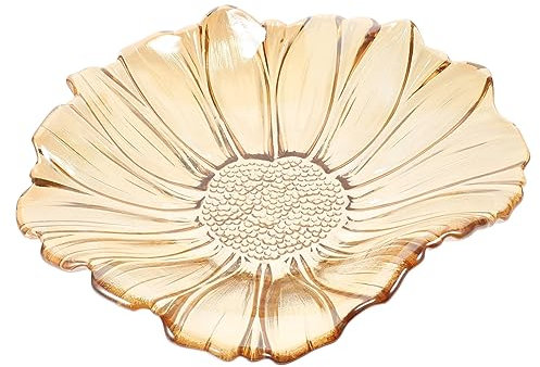 Didiseaon Glass Sunflower Fruit Storage Plate Decorative Tray for Home Table Multi-Purpose Cake Snack Holder