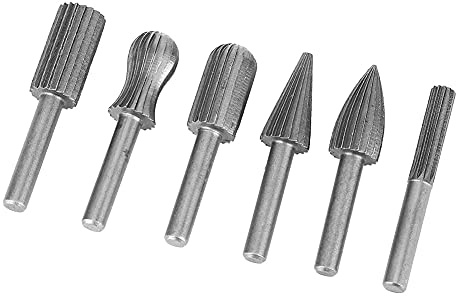 Fresa de Acero de Tungsteno, Juego de Fresas de Carburo Sólido de 6 Piezas Fresa Rotativa de Carburo de Tungsteno Lima de Madera Vástago de 6 Mm Pulido de Metales Herramienta de