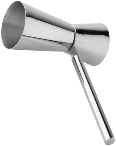 Silver Stainless Steel Cocktail Double Jigger - Professional Bartender Tool, Efficient Sturdy Handle. 30ml/60ml Measure Ideal for Home & Professional Bar Use, Durable & Efficient. 5 Year Guarantee.