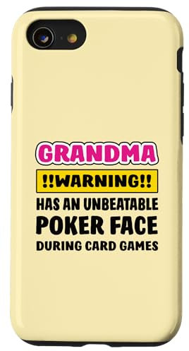 Coque pour iPhone SE (2020) / 7 / 8 Avertissement pour grand-mère « Jeux de cartes de poker » Cadeau amusant pour grand-mère