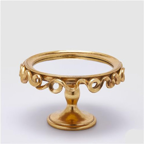 EDG Enzo De Gasperi Alzata Decorativa Balze, centrotavola Rotondo Oro con Vetro D25xH14.5 cm