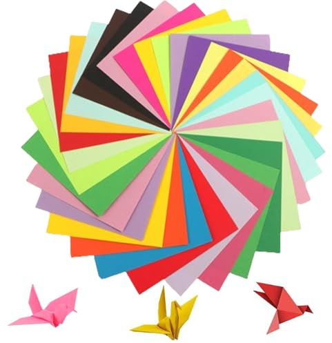 HoAhaMay 100 fogli origami, 20 x 20 cm quadrato pieghevole a colori, origami dai colori vivaci, adatto per progetti di arte fai da te e artigianato, scuole, bambini e adulti (20 colori)