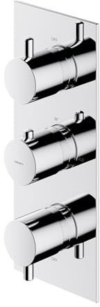 Omnires Y1238/KROCR, Rubinetto termostatico per doccia e vasca, 3 uscite, da incasso (elemento esterno) Y, Chrome