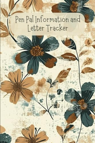 Pen Pal Information and Letter Tracker - 6x9 - 102 Pages - Blue and Brown Floral Theme