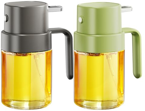 YARRAMATE Ölsprüher zum Kochen, 200 ml, Premium-Ölsprühflasche für Küche, Lebensmittelqualität, Olivenölsprüher, tragbarer Ölnebel für Luftfritteuse, Küche, Grillen im Freien (Schwarz und Grün)