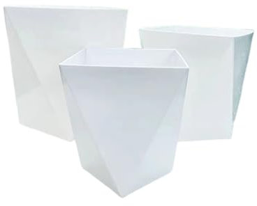 IOEDHW Juego de 3 maceteros grandes de resina, macetero de resina de diamante de lujo ligero, maceteros grandes para interiores y exteriores sin agujeros, sin paletas para decoración del porche delant