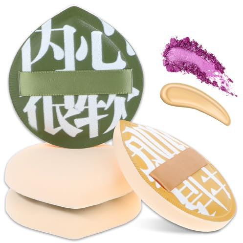 JIYIN 4 Pcs Makeup Sponge Makeup Flat Puffs for Foundation Concealer and Teardrop Setting Powder Beauty Blender Sponge for Liquid Foundation Cream Powder