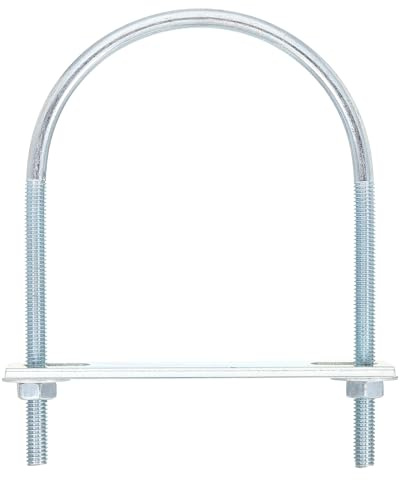 QUARKZMAN 4Pcs Pernos en U Redondos M6, Ancho Interior de 80mm, Longitud de 120mm Perno de Abrazadera en U con Tuercas y Placas, de Acero al Carbono para Reparación Tuberías y Industriale