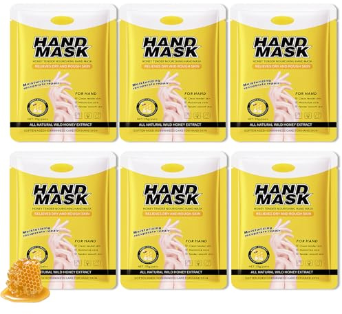 LingHaoLH Fuktgivande handmasker, 6 fuktgivande handskar för män och kvinnor, mjuka och hållbara, exfolierande spa presentset för torra, spruckna, grova och ogenomskinliga