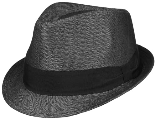 Lipodo Herringbone Trilby Tyghatt Herrar - hatt med grosgrain band Vår-sommar Sommar - L (58-59 cm) antracit