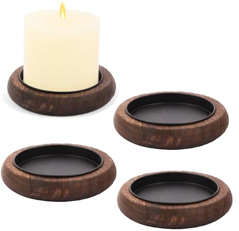 Ljusunderlägg, Sonwaha 3 stycken ljustallrikar, ljusstakar, trä, ljusstake, trä, ljushållare, blockljus, ljusstake, rustik, set akacia för ljus upp till 8 cm i diameter
