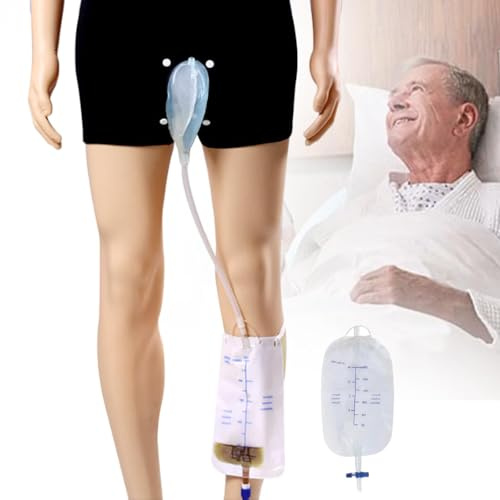 Bolsa de orina para incontinencia para hombres, bolsa de orina reutilizable para incontinencia para 2 x 500 ml condón urinario para hombres Viajes/Enfermería/Cuidado de la cama (M)