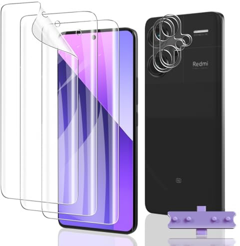 Euukzzea Protector de Pantalla para Xiaomi Redmi Note 13 Pro Plus 5G, 3 Piezas películas protectoras flexibles de TPU 2 Piezas Protector de Lente de Cámara, Anti-Arañazo, HD Anti-Arañazo