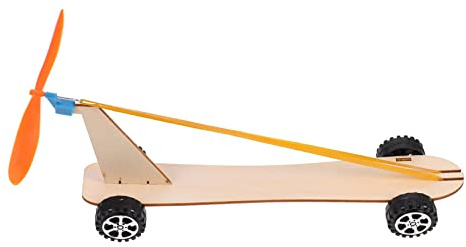 CIYODO Wind-powered Wooden Car Toy Rubber Band Powered DIY Assembly Science Experiment Kit Educational Plaything for Boys and Girls 2 Packs/Set Handcraft Puzzle