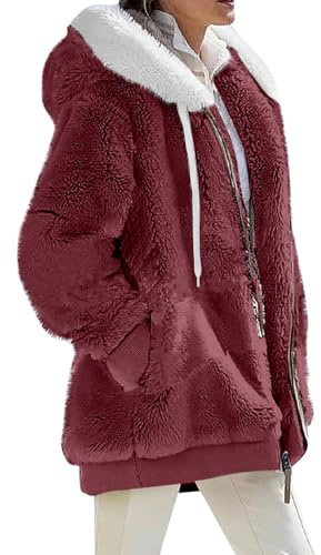 TOFOTL Feste Felpe Natale Famiglia Maglione di Natale Stilo Ricamo Maglione Firmate Cardigan con Zip Donna Top da Lavoro da Pile Ministilo Maglie Eleganti Donna 37-Bordeaux XL