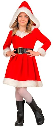 W WIDMANN MILANO Party Fashion - Costume da bambina Miss Santa, vestito natalizio con cappuccio e cintura, costume per bambine