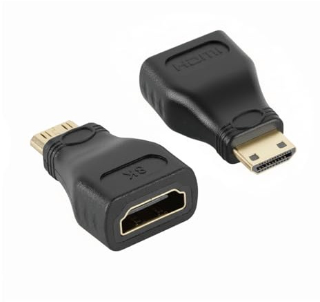 Tecmojo 8K Mini HDMI to HDMI Adapter, Female to Mini HDMI Male Adapter Support 8K@60Hz,4K@120Hz, Compatible with Raspberry Pi, Camera, Tablet, Laptop, Projector, Monitor, 2Pack, Black