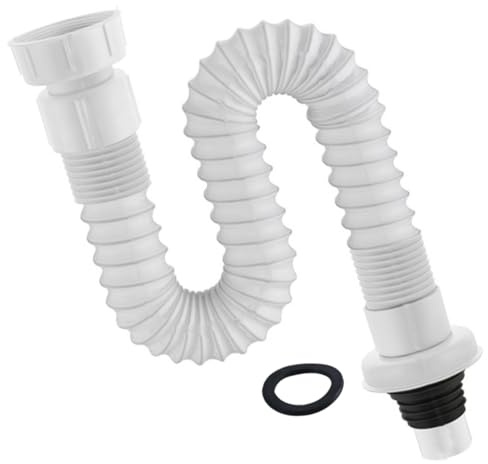 Gurtt Tuyau d'évacuation flexible extensible avec siphon et piège à odeurs, pour lavabo, cuisine et salle de bain, 32-78 cm