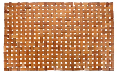 SHINEOFI Tappetino in Bambù Pieghevole 40x60 Cm Antiscivolo per Sauna e Bagno, Tappetino da Doccia in Legno Naturale Resistente All’umidità Cuscino Confortevole per Spa e Ambienti Umidi