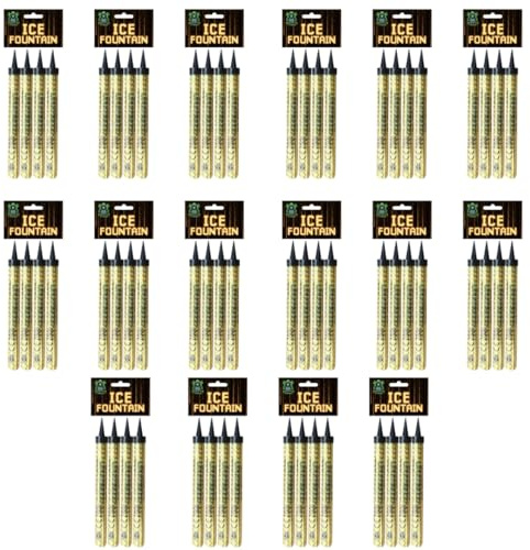 Ice Fountains Cake Sparklers 64 Pack (16 x 4), 14.5cm, Gold | 60 Second Burn Time, Bottle & Cake Sparklers, Indoor/Outdoor, For Birthdays, Weddings & Celebrations