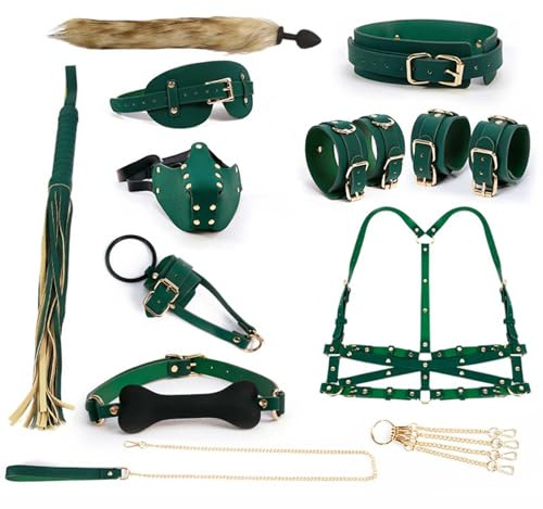 Bdsms Set Accessoires Homme Kits De Bondage Hard Gay Pour Fouet Couple Menotte Professionnel Sm Kit Sangle Menottes Lit Bondaged Sex Retenue Et Ensemble Sexuel Bdsm Adulte Soft,Green